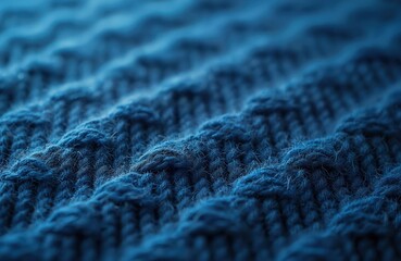 Poster - Sea blue knitted surface background. Decorative knitwear texture close-up. Detailed woolen textile surface. Natural seamless knit fabric material, warm, soft cloth apparel for winter season.