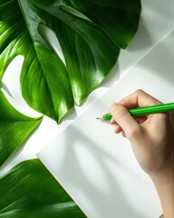 Poster - Biophilic Creativity Sustainable Design Inspiration with Botanical Sketch - Minimalist Workspace Wellness and Green Professional Innovation