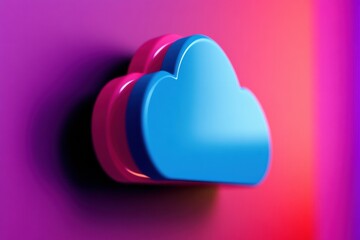 Fototapete - Gradient Cloud Computing Immersive Holographic Data Storage Icon with Vibrant Chromatic Depth - Next-Gen Digital Infrastructure Visualization