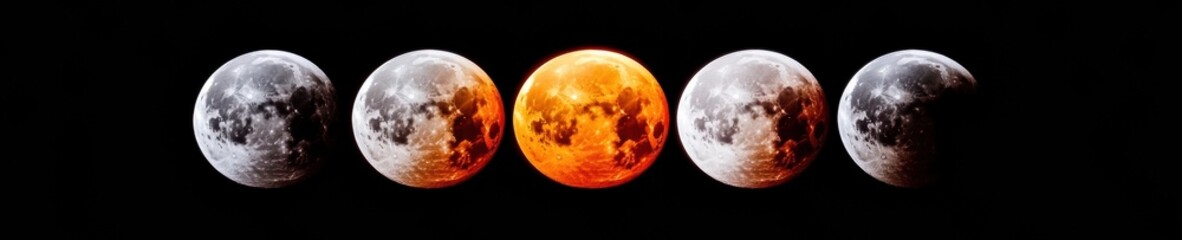 Leinwandbilder - Lunar Eclipse Evolution Cinematic Astronomical Phases Showcasing Dynamic Celestial Transformation in High-Resolution Scientific Visualization