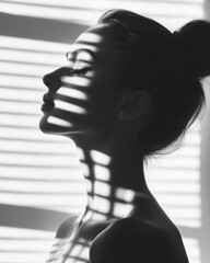 Aufkleber - Mindful Silhouette Monochromatic Wellness Portrait Exploring Mental Health, Creative Self-Expression and Minimalist Shadow Play for Modern Emotional Resilience