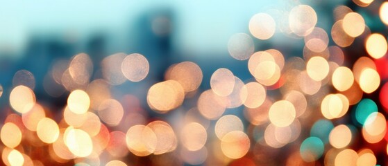 Poster - Ethereal Urban Bokeh Soft Luminescent Cityscape Backdrop - Modern Digital Design Element for Creative Media and Atmospheric Visual Storytelling