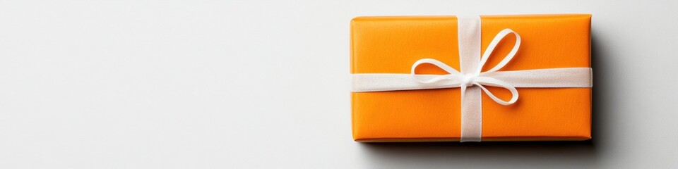 Aufkleber - Vibrant Orange Gift Box with Elegant White Ribbon Minimalist Unboxing Experience for Digital Marketing, E-Commerce, and Modern Brand Storytelling