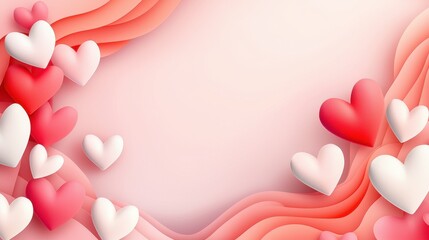 Poster - Dreamy Pastel Background with Soft Hearts in a Romantic and Whimsical Style