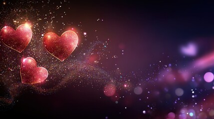 Poster - Shimmering Hearts with Vibrant Glittering Background for Romantic and Dreamy Concepts