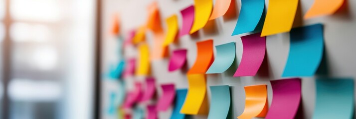 Poster - Agile Collaboration Breakthrough Vibrant Sticky Note Innovation Wall for Creative Team Productivity and Next-Gen Strategic Planning