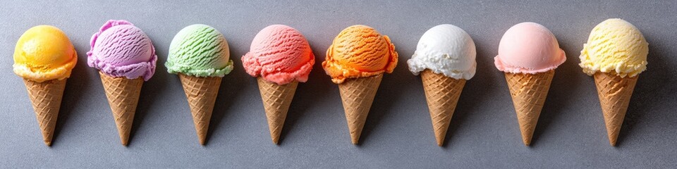 Aufkleber - Artisanal Gradient Ice Cream Lineup Minimalist Culinary Design Showcasing Handcrafted Frozen Delights with Vibrant Color Palette and Premium Gourmet Aesthetic