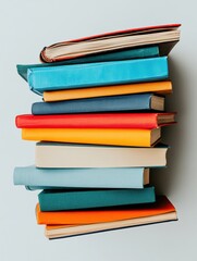 Aufkleber - Vibrant Knowledge Ecosystem Minimalist Color-Block Textbook Stack Revealing Modern Learning Aesthetics for Digital Age Knowledge Workers