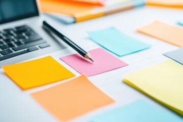 Fototapete - Minimalist Productivity Palette Dynamic Digital Workspace with Color-Coded Planning, Next-Gen Remote Work Efficiency and Creative Task Management