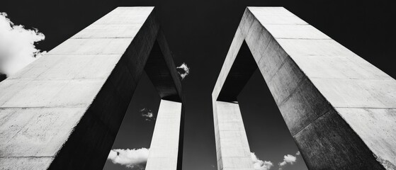 Aufkleber - Brutalist Urban Architecture Monumental Concrete Structures Redefining Spatial Dynamics with Minimalist Geometric Precision and Architectural Innovation