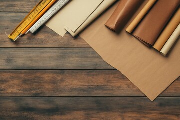 Aufkleber - Minimalist Craft Workspace Earthy Toned Paper Artistry and Creative Design Tools - Sustainable Maker Culture Visual for Digital Content Creators