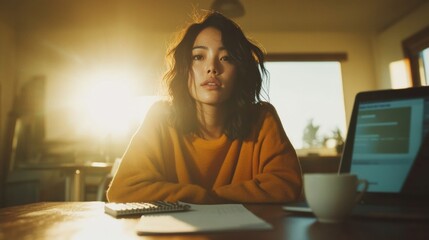 Aufkleber - Mindful Millennial Productivity Golden Hour Finance and Digital Workspace Wellness - Gen Z Financial Empowerment Through Intentional Work Environments