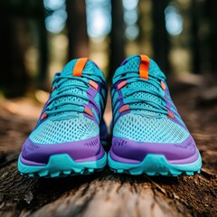 Poster - Ultralight Trail Performance Vibrant Eco-Conscious Running Shoes Showcasing Next-Gen Athletic Innovation for Mindful Outdoor Enthusiasts