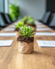 Aufkleber - Eco-Conscious Team Building Millennials Cultivate Sustainable Workspace with Minimalist Succulent Planting Workshop - Green Corporate Innovation