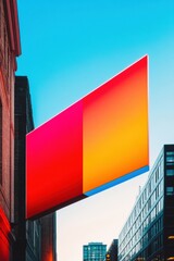 Aufkleber - Chromatic Urban Landscape Vibrant Geometric Architecture Showcasing Vaporwave Aesthetics - Dynamic City Branding and Digital Design Inspiration