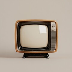 Poster - Nostalgic Mid-Century Retro Television Vintage Media Icon in Warm Neutral Tones - Minimalist Design for Creative Content and Aesthetic Storytelling