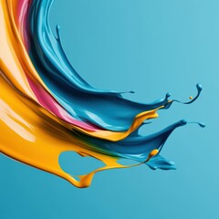 Aufkleber - Fluid Dynamics Metallic Gold and Oceanic Blue Paint Splash - Premium Creative Branding Visual for Luxury Marketing and Digital Design Innovation