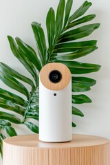 Aufkleber - minimalist smart pet tech eco-friendly wood and white design meets advanced home monitoring for conn