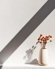 Aufkleber - Minimalist Botanical Serenity Burnt Orange Dried Flowers in Sculptural Ceramic Vase - Contemporary Wabi-Sabi Home Decor Inspiration for Mindful Living Spaces