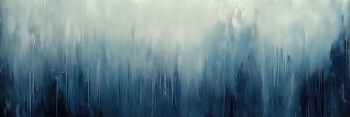 Fototapete - Emotional depiction of sadness with abstract raindrops in muted blue and gray tones capturing a melancholic atmosphere Generative AI