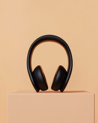 Aufkleber - Minimalist Noise-Canceling Wireless Headphones Sleek Black Design for Remote Learning, Digital Productivity, and Immersive Audio Experience in Modern Workspace Environments