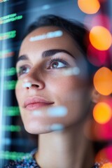 Poster - Futuristic Digital Insight Gen Z Professional Exploring Augmented Reality Interfaces with Innovative Mindfulness and Technological Contemplation