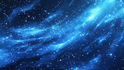 A blue sky with stars and a galaxy