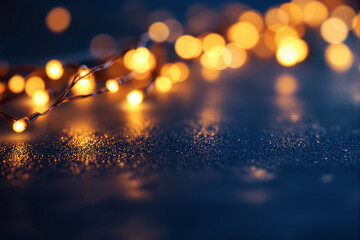Poster - Beautiful glowing lights on a surface with bokeh effect and water droplets.