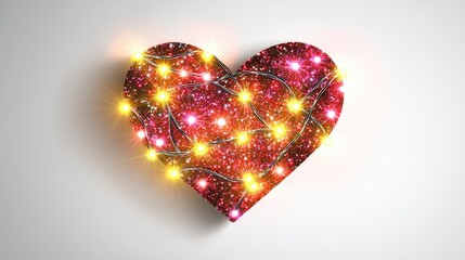 Poster - Bright Glittery Heart Shaped Pattern with Glowing Lights for Festive Decorations and Creative Designs