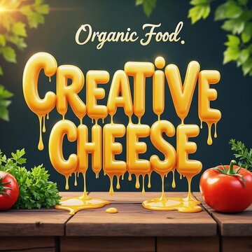 creative font where each letter appears made of melted, gooey cheese with realistic drips, perfect for a fun food-themed logo, Cheese (7)