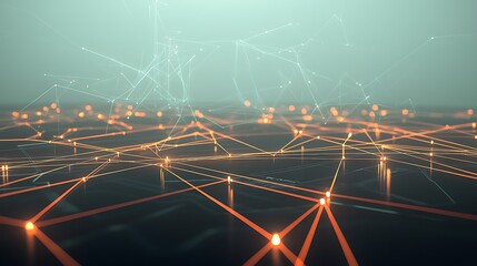 Wall Mural - a computer generated image of a network of lines and dots
