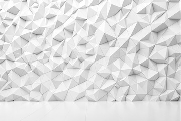 Poster - Geometric white wall with abstract triangular patterns on clean surface.