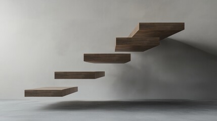 Aufkleber - A floating staircase leading to nowhere against a gray background