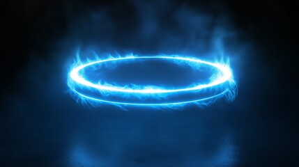 Poster - A glowing electric blue ring hovering in the air