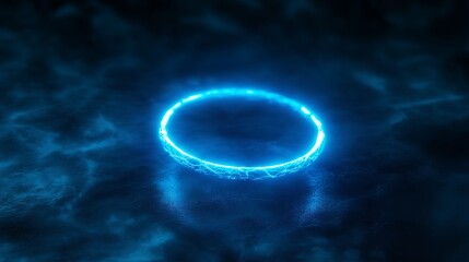 Aufkleber - A glowing electric blue ring hovering in the air