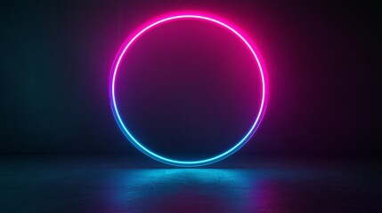 Poster - A glowing neon circle on a pitch-black background