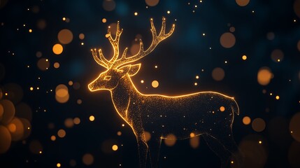Poster - A minimalist deer silhouette outlined by a glowing golden thread.