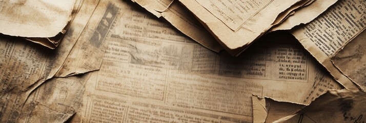 Poster - Vintage paper art background mimicking aged newspapers with textured layers and historical political message space Generative AI