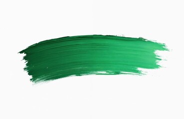 Aufkleber - Smear of bright green paint on white canvas. Abstract brush stroke texture, acrylic color backdrop for artistic designs, graphic element. Perfect for fresh eco-friendly projects with space for text.