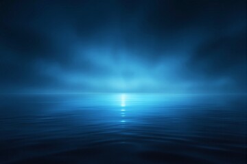 Poster - Blue ocean horizon with light reflection.