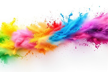 Poster - Colorful powder explosion on white background.
