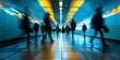 © imagemir - A bustling underground tunnel filled with blurred silhouettes of commuters in motion, creating a dynamic urban scene.