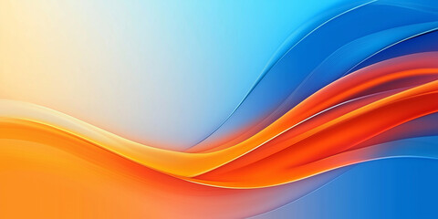 Poster - The image showcases a vibrant abstract design featuring smooth pastel waves in shades of blue, orange, and pink creating a calming and visually appealing background.