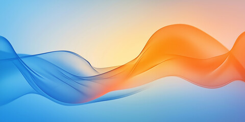 Poster - The image showcases a vibrant abstract design featuring smooth pastel waves in shades of blue, orange, and pink creating a calming and visually appealing background.