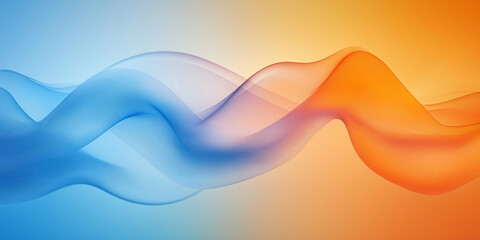 Poster - The image showcases a vibrant abstract design featuring smooth pastel waves in shades of blue, orange, and pink creating a calming and visually appealing background.