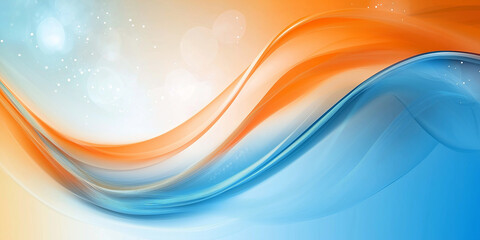 Poster - The image showcases a vibrant abstract design featuring smooth pastel waves in shades of blue, orange, and pink creating a calming and visually appealing background.