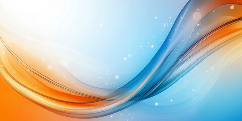 Poster - The image showcases a vibrant abstract design featuring smooth pastel waves in shades of blue, orange, and pink creating a calming and visually appealing background.