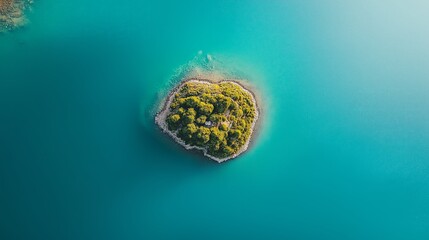 Aufkleber - A perfectly circular island in the middle of a calm turquoise sea.