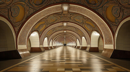 Poster - A perfectly symmetrical underground subway entrance