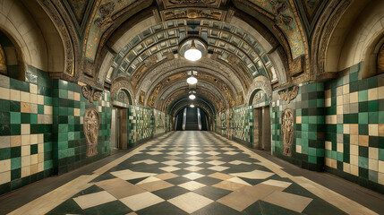 Poster - A perfectly symmetrical underground subway entrance
